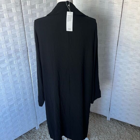 NWT Eileen Fisher Silk Georgette Crepe Trench Coat Women’s Medium Black - Picture 4 of 16